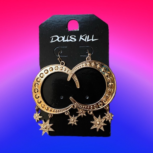 Dolls Kill Jewelry - Dolls Kill Earrings Wish On a Star Moon NWT